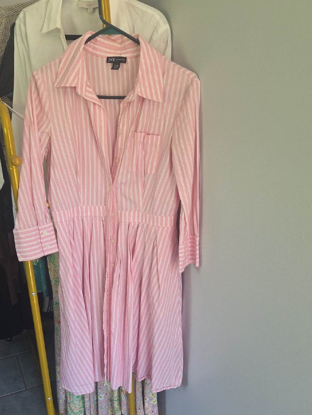 Jones New York Pink and White Striped Shirt